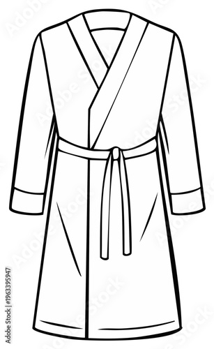 Simple Outline Drawing of a Classic Bathrobe or Dressing Gown Tied With a Belt
