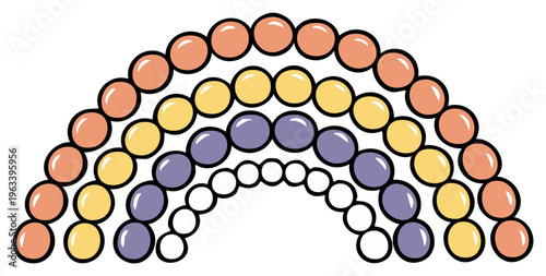 Pastel Rainbow Arc Constructed from Spheres Abstract Graphic Design for Children's Illustration