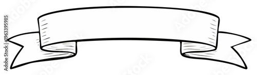 Blank ornamental ribbon banner in sketch style with space for text