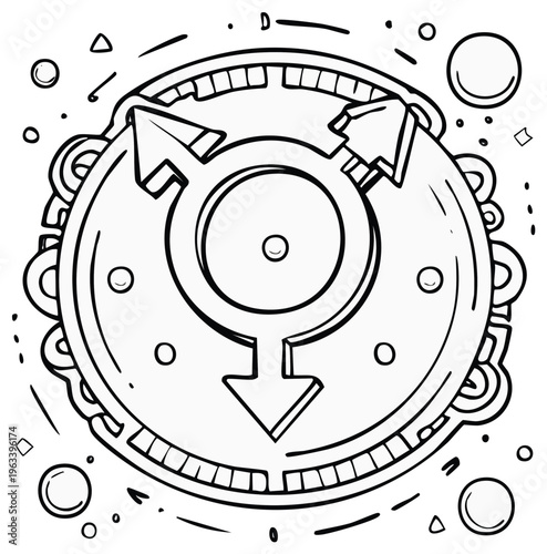 Transgender Symbol in Decorative Circle. Hand-drawn Gender Identity Icon for Social Awareness and Inclusivity Projects