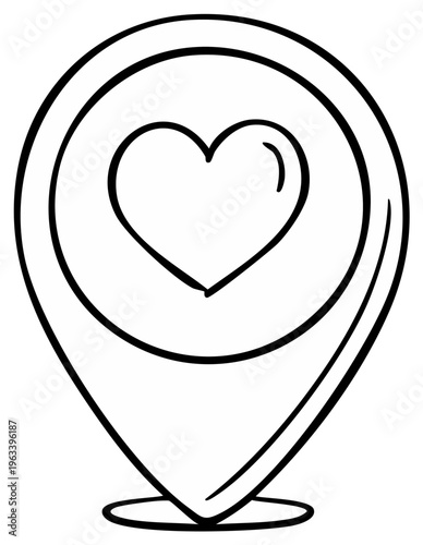 Drawn Heart Inside Location Pin Icon Symbol of Love and Connection