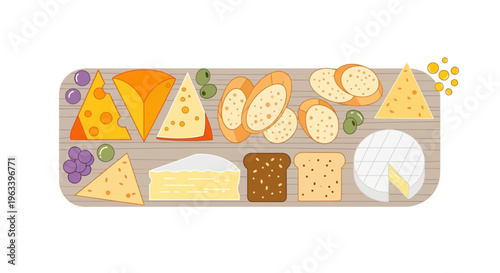 Delicious Cheese Platter Assortment with Crackers and Grapes.