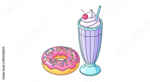 Delicious Donut and Refreshing Milkshake Combo.