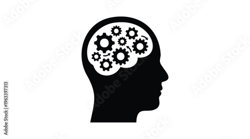 Abstract representation of the human brain as a system of interconnected gears, illustrating complex thought, problem-solving, and cognitive function