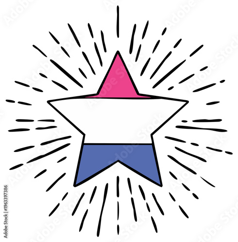 Bisexual Pride Star Burst Outline Vector Graphic Celebration Bisexuality Identity
