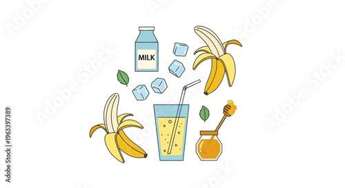 Healthy Banana Smoothie Ingredients and Preparation.