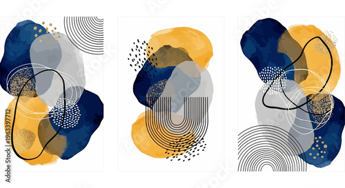 abstract art modern watercolor composition with contemporary design and bohemian style organic shapes creating a minimalist aesthetic for home wall decor.