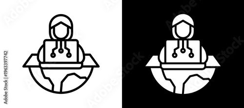 Cyber Attack whiteblack icon