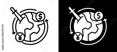 Trade War whiteblack icon