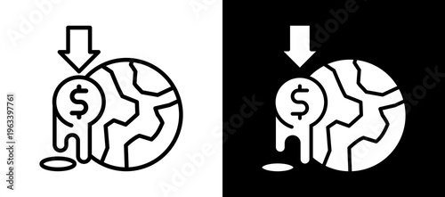 Economic Crisis whiteblack icon