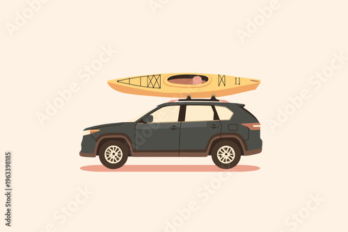 Sleek SUV with Kayak Roof Rack