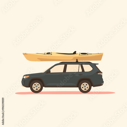 Sleek SUV with Kayak Roof Rack