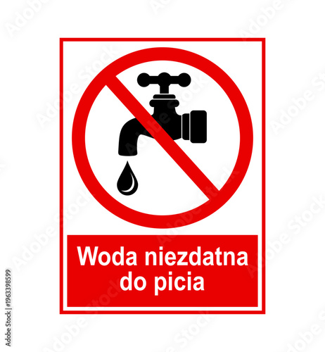 znak zakazujący picia wody z kranu, plik wektorowy