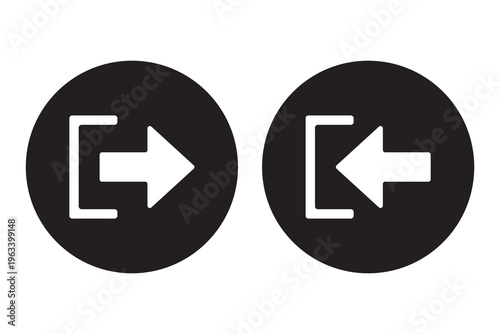 Arrow Exit Entry Icons Pack. Login Logout UI Symbols Collection. Suitable for UI/UX design, web applications, software interfaces, and digital products.