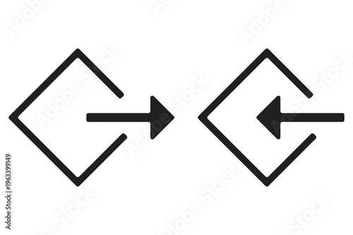 Arrow Exit Entry Icons Pack. Login Logout UI Symbols Collection. Suitable for UI/UX design, web applications, software interfaces, and digital products.