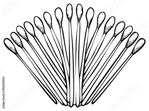 Fan of Cotton Swabs Lined Up for Beauty and Hygiene Preparation