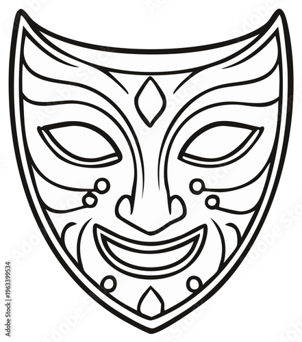 Smiling theatrical mask graphic isolated design