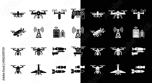 Military Drone and Surveillance Equipment Icon Set