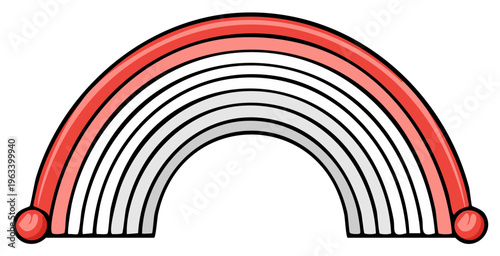 Cartoon rainbow illustration with red and white colors for design