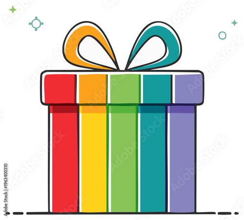 Colorful Gift Box Illustration with Ribbon