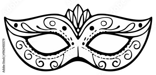 Intricate carnival mask illustration with swirls and dots for festive occasions