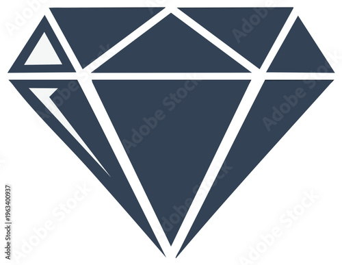 Simple diamond shape in flat graphic style, jewelry design, precious stone icon