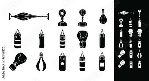 Boxing Equipment Icons Set