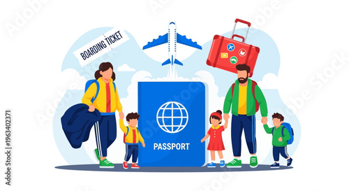 Family Ready for International Travel Adventure Together.