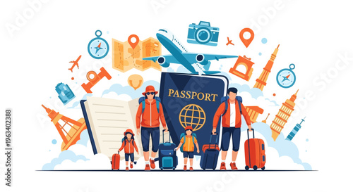 Family Ready for International Travel Adventure.