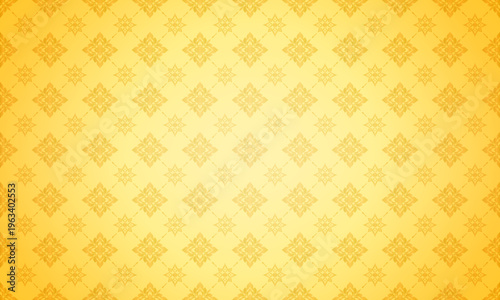 Luxury Thai pattern royal yellow background vector illustration. Lai Thai yellow diamond pattern wallpaper