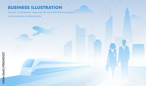 Business Team Urban City Transport Commute Illustration