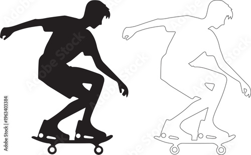 Black silhouette of a skateboarder vector