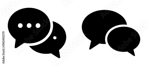 Speech bubble icons for chat and communication | black vector illustration for messaging interface | minimalist flat design for social dialogue