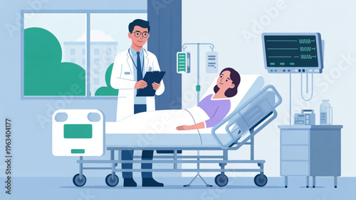 Medical professionals attending to a patient in a hospital setting with advanced equipment