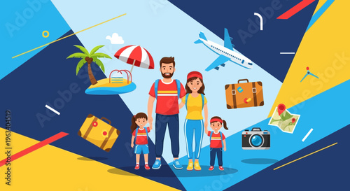 Happy Family Ready for Vacation Adventure Together 2.