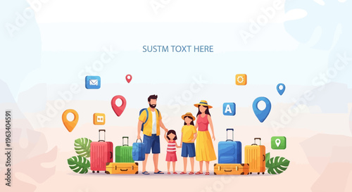 Happy Family Ready for Vacation Adventure Together 3.