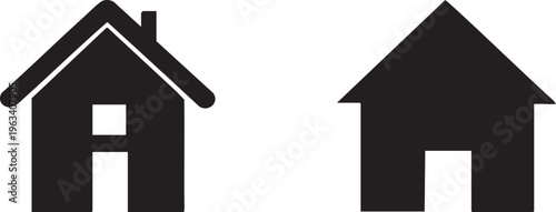 Collection of simple house icons representing home and real estate concepts perfect for web design and user interface elements