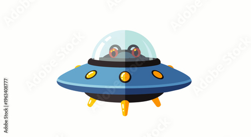cute cartoon ufo and alien spaceship flying saucer vector illustration for science fiction kids content and imagination themes
