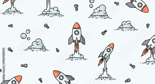 rocket launch space exploration technology pattern illustrating startup concepts and business innovation for future growth.