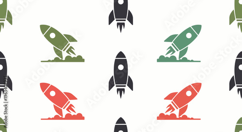 rocket launch startup pattern a vibrant technology illustration featuring colorful space rockets taking off symbolizing innovation and business growth.