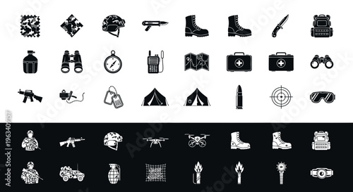 Military and Army Equipment Icon Set