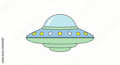a colorful cartoon ufo spaceship illustration featuring a retro alien saucer design for science fiction themes.