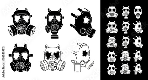 Gas Mask Icon Set Collection