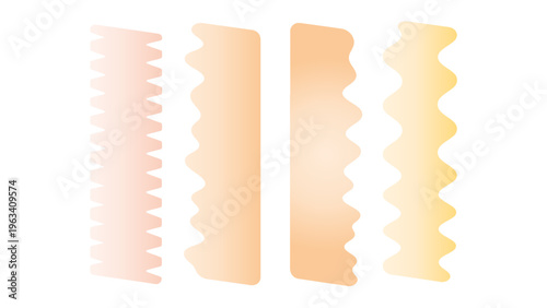 collection of gradient cake decorating texture combs with wavy and zigzag edges perfect for creative food styling and bakery design