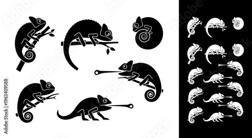 Chameleon Silhouette Vector Set