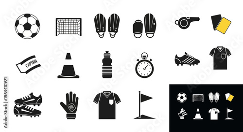 Soccer Equipment and Referee Gear Icon Set