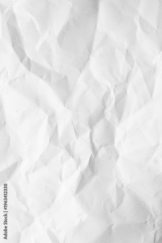 Fototapeta premium Crumpled white paper texture, clean minimal background