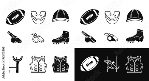 American Football Equipment Icons Set