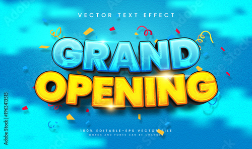 Grand opening, editable vector text effect. Suitable for celebrating or promotion event needs.