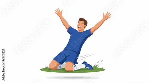 Dynamic illustration of a joyful footballer celebrating victory with a triumphant achievement